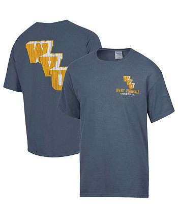 Мужская стальная потертая футболка West Virginia Mountaineers с винтажным логотипом Comfortwash