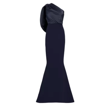 Ambrette One-Shoulder Cape Gown Safiyaa