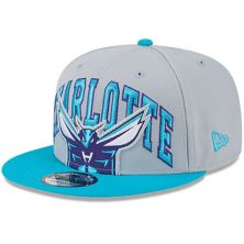 Men's New Era Gray/Teal Charlotte Hornets Tip-Off Two-Tone 9FIFTY Snapback Hat New Era