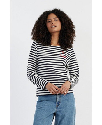 Women's Chinti & Parker Navy Cotton Stripe Snoopy T-Shirt Chinti and Parker