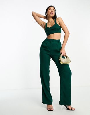 Широкие брюки Kyo The Brand изумрудно-зеленого цвета — часть комплекта. KYO
