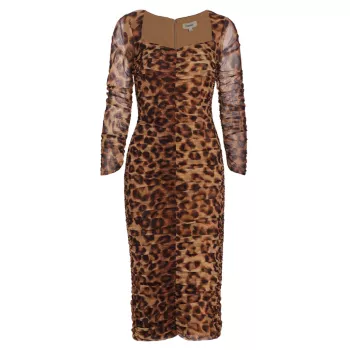 Платье-футляр Marise с леопардовым принтом и сборками L'AGENCE