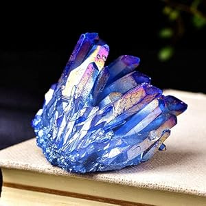 TEAMWILL Rainbow Blue Titanium VUG Quartz Gemstone Mineral Crystal Cluster Specimen 100g TEAMWILL