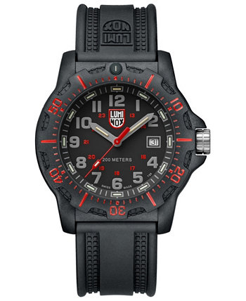 Мужские часы 8895 Black OPS с красным акцентным циферблатом и резиновым ремешком Luminox