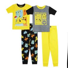 Мальчики 4–10 лет с покемонами «Pika Starters» Пижамный комплект из 4 предметов Licensed Character