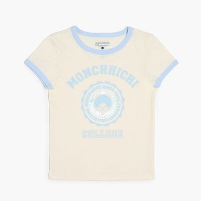 Модная футболка Monchhichi College для девочек от Forever21 с круглым вырезом и короткими рукавами Forever21