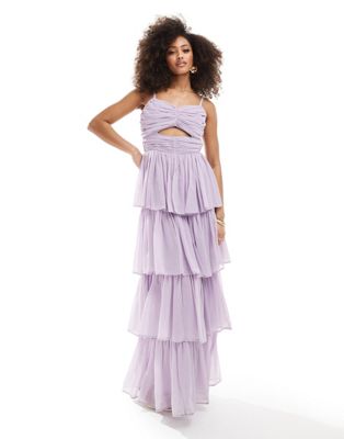 Anaya tiered maxi dress with cut out in lavender Anaya