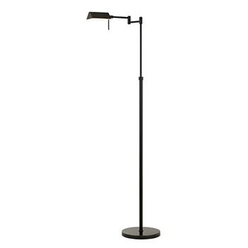 10W LED Adjustable Metal Floor Lamp with Swing Arm, Black Benzara