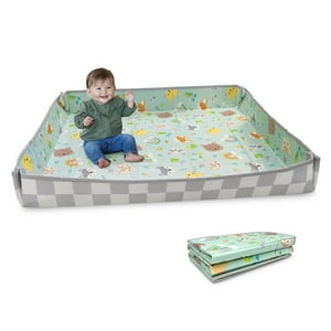 Infantino Foldable Soft Foam Mat, Extra-Large Playmat, 6-12 Months, Animal Pals Visit the Infantino Store