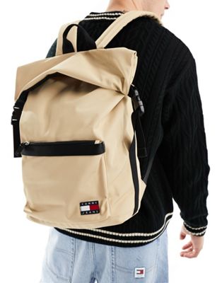 Tommy Jeans daily roll top backpack in sand Tommy Jeans