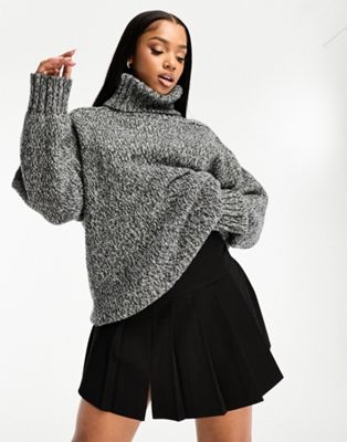 Темно-серый вязаный свитер с воротником-стойкой Pull&Bear Pull&Bear