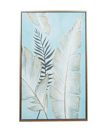 Картина на холсте с тропическими листьями в рамке с золотой рамкой, 30 дюймов x 1 дюйм x 40 дюймов Rosemary Lane