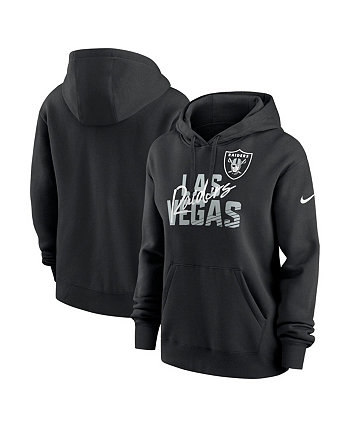 Женский флисовый пуловер с капюшоном черного цвета с надписью Las Vegas Raiders Club Nike