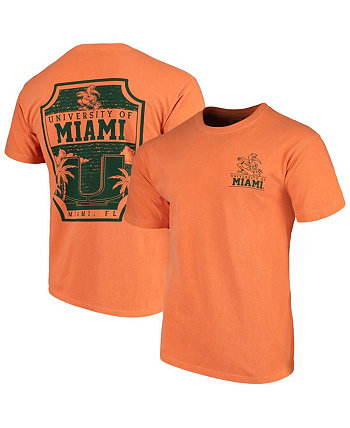 Men's Orange Miami Hurricanes Comfort Colors Campus Icon T-shirt Image One