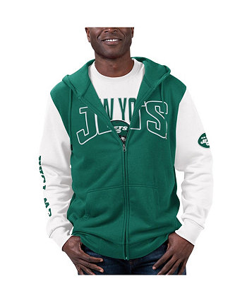 Мужской комбинированный комплект из зелено-белой футболки New York Jets и худи с молнией во всю длину G-III Sports