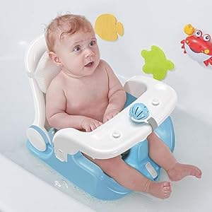 BabyBond Baby Bath Seat with Sitting & Lying 2 Modes, 3-Speed Adjustment, Powerful Suction Cups, Infant Bathtub Chair with Washable Pillow, Folding and Hanging BabyBond