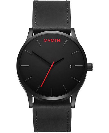 Мужские классические часы с черным кожаным ремешком 45 мм MVMT