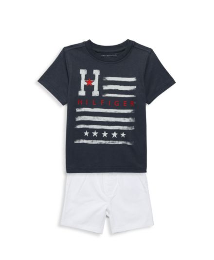 Футболка с логотипом для мальчика из двух частей &amp; Комплект шорт Tommy Hilfiger