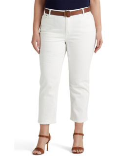 Прямые джинсы больших размеров с высокой посадкой до щиколотки белого цвета Ralph Lauren