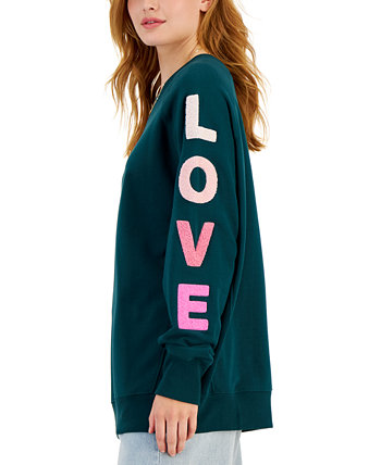 Juniors' Love Sleeve Crewneck Sweatshirt Rebellious One