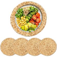 Round Jute Woven Hyacinth Placemats (11.8 in, 4 Pack) Farmlyn Creek