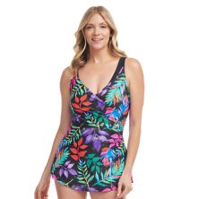 Women's Mazu Tropical Flora Wrap One-Piece Swimdress Mazu Swim