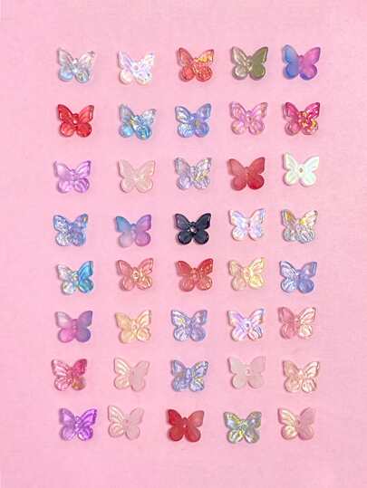 40шт DIY Ювелирная подвеска случайного цвета в форме бабочки SHEIN