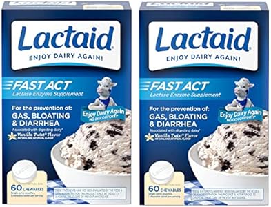 LACTAID Fast Act Chewables (Жевательные таблетки) Vanilla Twist 60 ea (Pack of 2) Lactaid