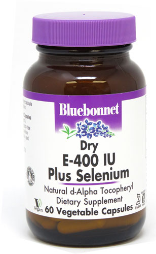 Bluebonnet Nutrition Dry E-400 IU плюс селен — 60 растительных капсул Bluebonnet Nutrition