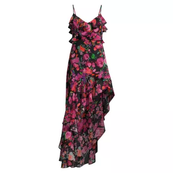 Асимметричное платье Mika с оборками и цветочным принтом Line & Dot