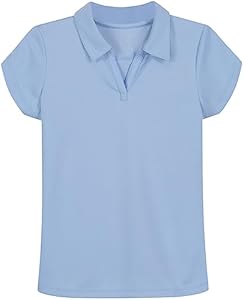 IZOD Girls' School Uniform Short Sleeve Polo Shirt, Button Closure, Moisture Wicking/Performance Material, Fade Resistant Izod