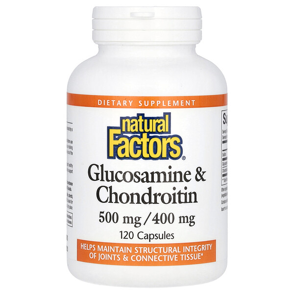 Глюкозамин и хондроитин, 500 мг/400 мг, 120 капсул Natural Factors