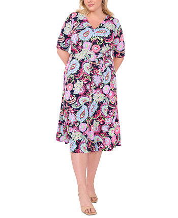 Plus Size Paisley-Print Midi Dress MSK