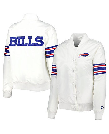 Женская белая атласная университетская куртка Buffalo Bills Line Up с застежкой на молнию Starter