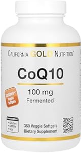 CoQ10 100 mg, Coenzyme Q10 Ubiquinone USP, Supports Mitochondrial Function*, 360 Veggie Softgels California Gold Nutrition