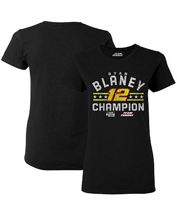 Черная женская футболка с круглым вырезом, чемпион серии Кубка NASCAR 2023 Ryan Blaney Team Penske