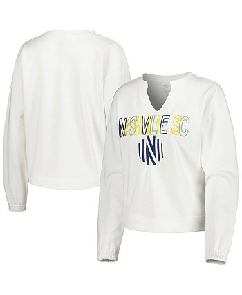 Women's White Nashville SC Sunray Notch Neck Long Sleeve T-shirt Concepts Sport