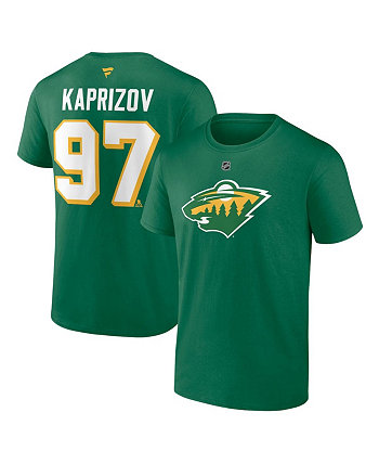 Мужская зеленая футболка Кирилл Капризов Minnesota Wild Authentic Stack с именем и номером Fanatics