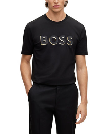 Мужская футболка из хлопкового джерси с принтом логотипа BOSS, стандартный крой BOSS
