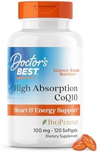 Doctor's Best High Absorption CoQ10 with BioPerine, Gluten Free, Naturally Fermented, Heart Health, Energy Production, 100 mg, 120 Count Doctor's Best