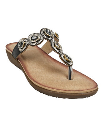 Женские сандалии без шнуровки Zara на плоской подошве с Т-образным ремешком и украшенными драгоценными камнями GC Shoes
