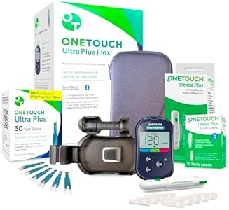 OneTouch Ultra Plus Flex Value Diabetes Testing Kit | Blood Sugar Test Kit Includes 1 Blood Glucose Meter, 1 Lancing Device, 30 Lancets, 30 Diabetic Test Strips, & Carrying Case OneTouch