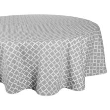 70&#34; Round Gray Cotton Lattice Tablecloth Contemporary Home Living