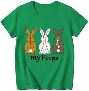 Boys Girls Easter Shirts Bunny Tshirt Short Sleeve Cotton Tee Funny Rabbit Graphic Tshirts 3-12 Years Goengmo