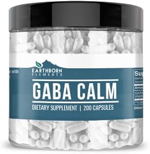 Earthborn Elements GABA (Gamma Aminobutyric Acid) 200 Capsules, Pure & Undiluted, No Additives Earthborn Elements