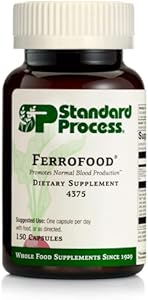 Standard Process Ferrofood - Whole Food Antioxidant, Healthy Blood and Hemoglobin with Cyanocobalamin, Acerola, Shiitake, Rice Bran, Organic Carrot, Alfalfa, Spanish Moss - 150 Capsules (Капсулы) Standard Process Inc.