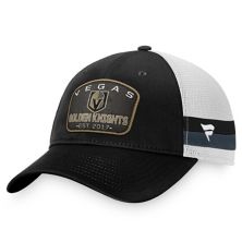 Men's Fanatics Branded Black/White Vegas Golden Knights Fundamental Striped Trucker Adjustable Hat Unbranded