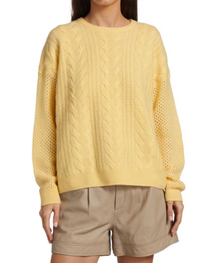 Шерстяной свитер с круглым вырезом и открытой косой 360 Sweater