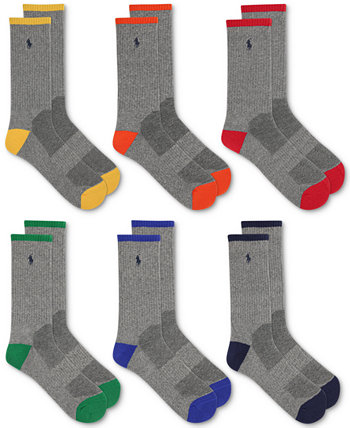 Мужчины 6-Pk. Спортивные носки с круглым вырезом Polo Ralph Lauren
