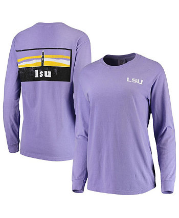 Женская фиолетовая футболка большого размера LSU Tigers Comfort Colours Campus Skyline с длинным рукавом Summit Sportswear